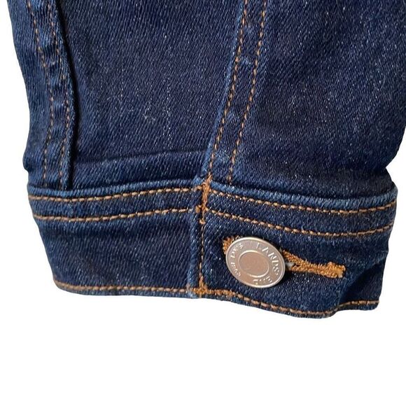 Lands’ End classic jean jacket with stretch dark Wash EUC size L - Picture 8 of 10